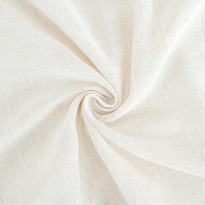 BGment Ivory Linen Cafe Curtains 36 Inch Length for Over Sink - Short Light Filtering Drapes with Rod Pocket Semi Sheer Lightweight for Bathroom Kitchen Window, 2 Panels Set, 42 X 36 Inch