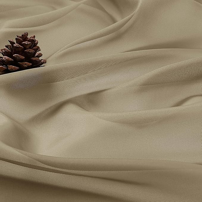 OWENIE Taupe Sheer Curtains 72 Inches Long 2 Panels Set, Transparent Voile Sheer Curtain for Living Room Bedroom Window Sliding Glass Door Treatment, 59 x 72 Inch, Taupe
