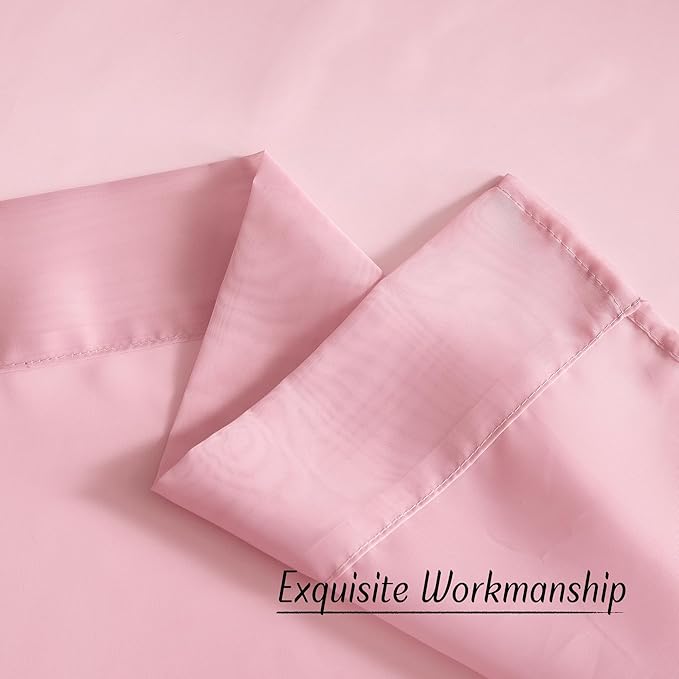 NICETOWN Pink Sheer Curtains for Living Room, Grommet Lightweight Gauzy Textured Sheer Panels Light Filtering Window Treatment for Girls Room, W54 x L108, 2 Panels