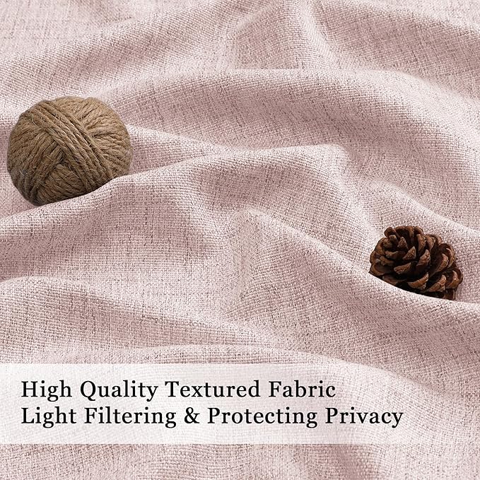 OWENIE Blush Pink Valances for Windows 1 Pcs 22 Inch Length, Light Filtering Textured Short Small Valance Curtains for Bathroom Basement Living Room, Half Window Curtains Over Sink, 60" W by 22" L