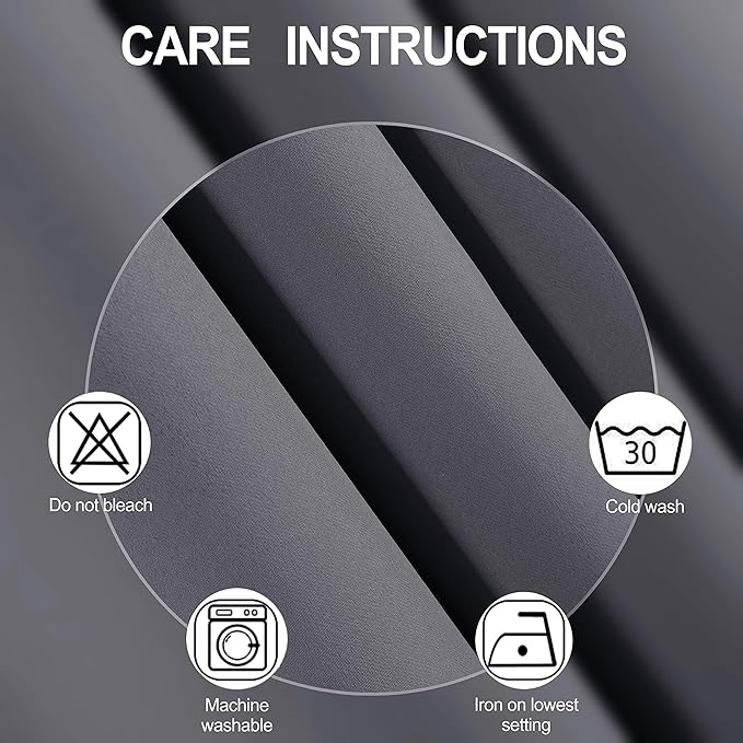 LEMOMO Blackout Curtains 52 x 84 Inch Long Grey Curtains Set of 2 Panels Thermal Insulated Room Darkening Curtains for Bedroom