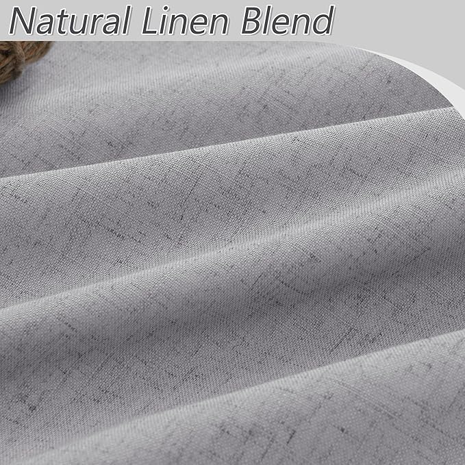 Guken Grey 100% Blackout Curtains 63 Inch Length 2 Panels Set for Living Room Bedroom Back Tab Thermal Insulated Black Out Linen Drapes Room Darkening Window Curtains 63 Inches Long