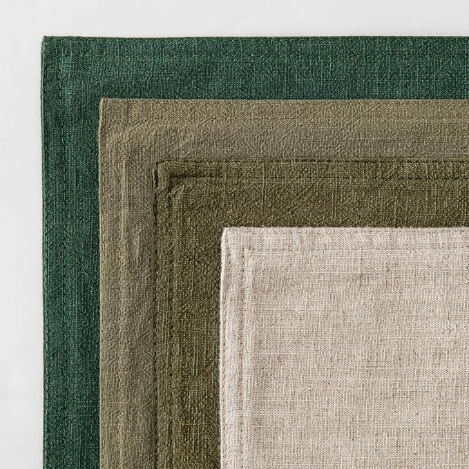 MIULEE Neutral Green Linen Pillow Covers Pack of 4 Decorative Natural Solid Throw Pillow Covers Accent Boho Farmhouse Couch Pillowcases Modern Spring Home Decor for Living Room Bed Sofa 20x20 Inch