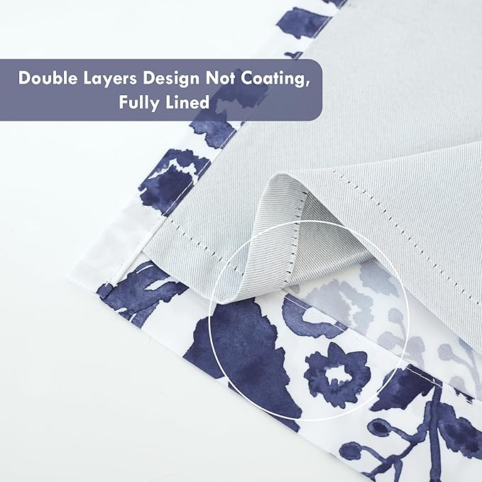 DriftAway Julia Lined Valance Double Layer Thermal Insulated Room Darkening Blackout Valances 3 Inch Rod Pocket Window Valance for Bathroom Living Room 52 Inch by 24 Inch Navy