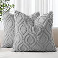 decorUhome Throw Pillow Covers 22x22 Inch Set of 2, Soft Plush Faux Wool Grey Solid Couch Pillow Covers, Accent Euro Sham Farmhouse Neutral Square Pillow Cases for Sofa Bed Living Room