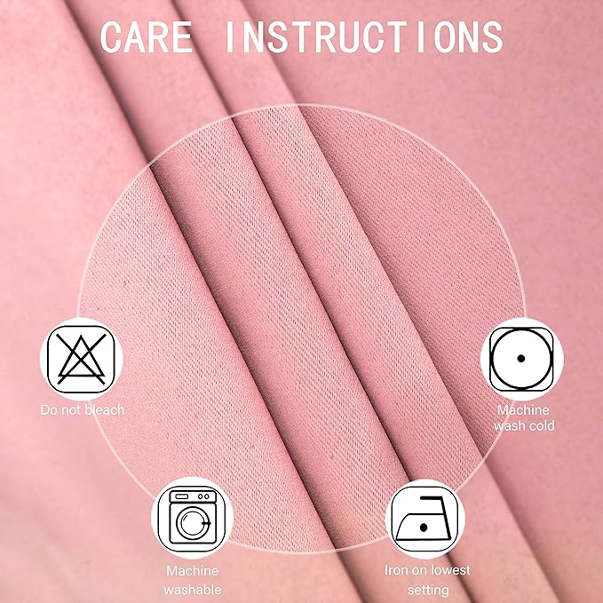 LEMOMO Pink Blackout Curtains 34 x 54 Inch Length/Set of 2 Curtain Panels/Thermal Insulated Room Darkening Blackout Curtains for Bedroom