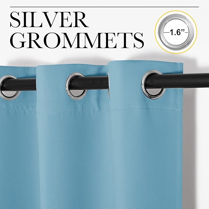 NICETOWN Room Darkening Curtain Panels - Toddler Boy Bedroom Drapes with Grommet Top, Energy Smart Window Treatment Curtains(Teal Blue, 42 inches W x 95 inches L, 2 Panels)