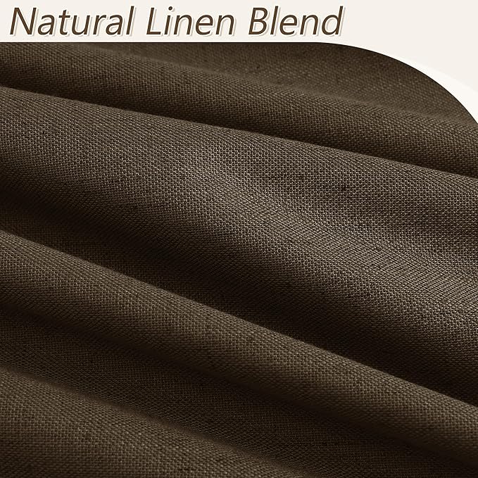 Guken 100% Blackout Curtains 90 Inch Length 2 Panels Set for Living Room Bedroom Back Tab Thermal Insulated Black Out Linen Drapes Room Darkening Chocolate,52x90