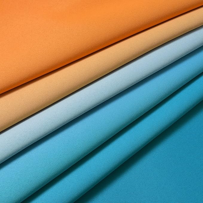 Yakamok Ombre Blue and Orange Curtains for Bedroom, Gradient Room Darkening Curtains, Grommet Thermal Insulated Light Blocking Window Drapes/Curtain for Living Room,52 x 72 Inch,2 Panels