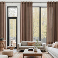 Caramel Brown Linen Curtains for Living Room Extra Long 144 Inches Long Back Tab Light Filtering Semi Sheer Curtain Vintage Rustic Decor Floor to Ceiling High Window for Bedroom 52x144, 2 Panels