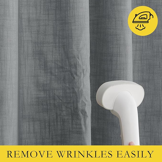 NICETOWN 100% Absolutely Blackout Linen Curtains with Thermal Insulated White Liner, Dove Grey, W52, 2 Pieces, Noise Reducing Textured Linen Look Curtains for Windows 95 inch Length for Classroom