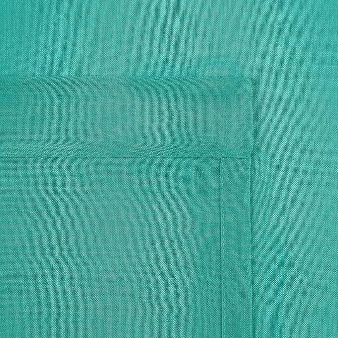 DWCN Teal Sheer Curtains Semi Transparent Voile Rod Pocket Curtains for Bedroom and Living Room, 52 x 54 inches Long, Set of 2 Panels