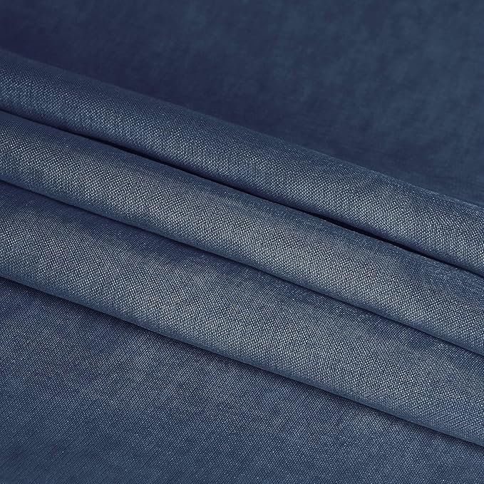 DWCN Navy Blue Sheer Curtains Semi Transparent Voile Rod Pocket Curtains for Bedroom and Living Room, 52 x 63 inches Long, Set of 2 Panels