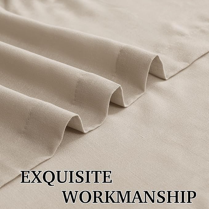 RYB HOME Linen Sheer Curtains 90 inches Long 2 Panels Set,Natural Lightweight Light Filtering Half Privacy Gauze Curtains Cortina for Living Room Bedroom, W 52 x L 90, Taupe