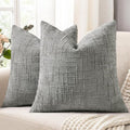decorUhome Neutral Grey Chenille Euro Sham Throw Pillow Covers 24x24 Set of 2 Textured Soft Cozy Slubby Couch Pillow Covers Modern Farmhouse Boho Decorative Pillow Cases for Bed Sofa Living Room