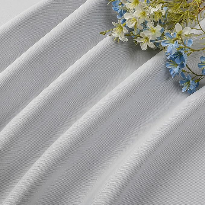 CUCRAF Blackout Curtains Room Darkening Window Curtain Panels, Rod Pocket Thermal Insulated Solid Drapes for Bedroom Living Room, Set of 2 Panels. 52 x 45 inch, Graywish White