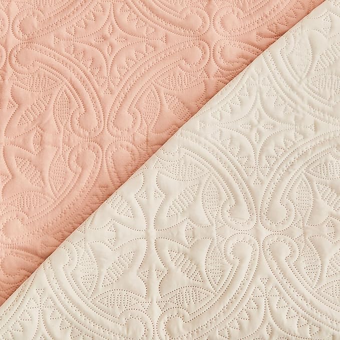 Great Bay Home Reversible Sofa Cover - Washable Slipcover Furniture Protector with Elastic Straps - Perfect for Kids & Pets - Quilted & Stitched Detail (Dusty Rose/Taupe)