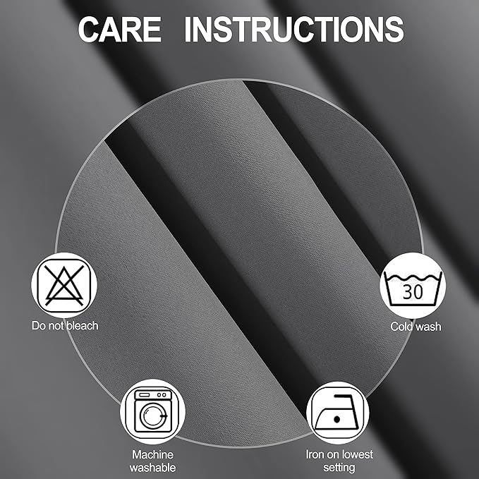 LEMOMO Blackout Curtains 66 x 95 inch/Frost Grey Curtains Set of 2 Panels/Thermal Insulated Room Darkening Bedroom Curtains