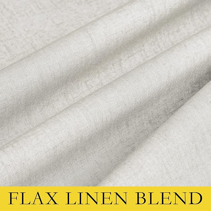 NICETOWN 100% Blackout Linen Texture Curtains 80 inches Long, Ivory, 2 Pcs, Thermal Insulated Full Blackout 2-Layer Lined Drapes, Energy Efficiency Window Draperies for Boy's Room