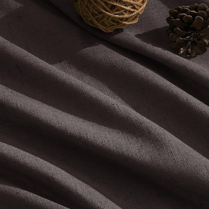 Cocoa Coffee Linen Curtains 72 Inch Long for Living Room Bedroom Lightweight Door Drapes 2 Panels Set, Semi Sheer Light Filtering Back Tab or Rod Pocket Curtain,52x72