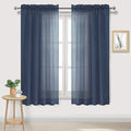 DWCN Navy Blue Sheer Curtains Semi Transparent Voile Rod Pocket Curtains for Bedroom and Living Room, 52 x 72 inches Long, Set of 2 Panels
