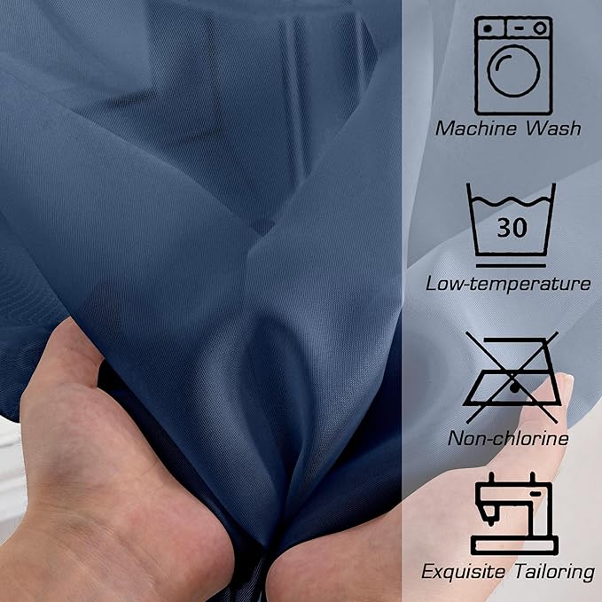Simplebrand Blue Sheer Curtains 96 Inches Long, Light Filtering Rod Pocket Solid Color Window Sheer Curtain Panels, Elegant Curtains & Drapes for Bedroom 2 Panels (Navy Blue, 42" W x 96" L)
