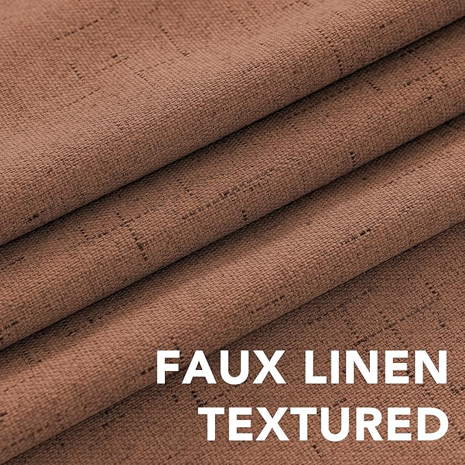 H.VERSAILTEX 100% Blackout Curtains for Bedroom Thermal Insulated Linen Textured Curtains Heat and Full Light Blocking Drapes Living Room Curtains 2 Panel Sets, Washed Spice, 52x45 Inch