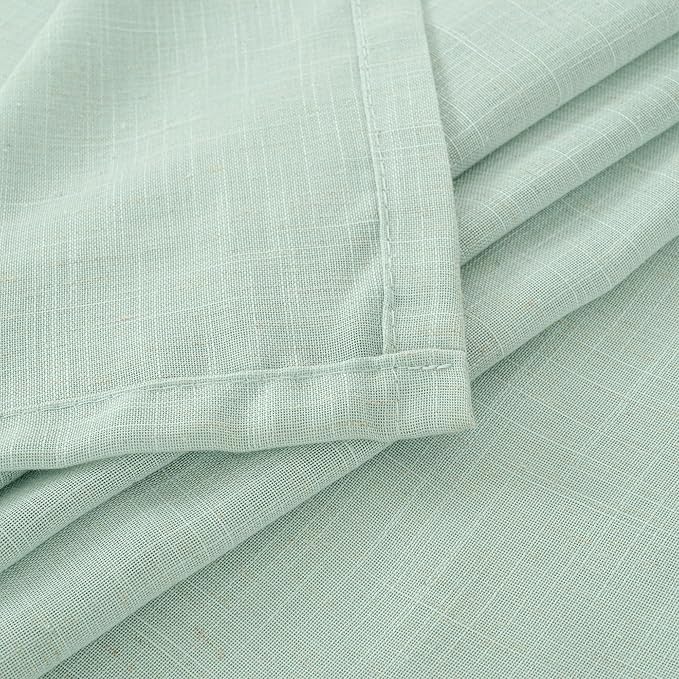 BGment Light Green Linen Semi Sheer Curtains 45 Inch Length - Short Drapes Lightweight Boho Rustic for Living Room Spring Decor with Rod Pocket, 2 Panels Set, 42 X 45 Inch