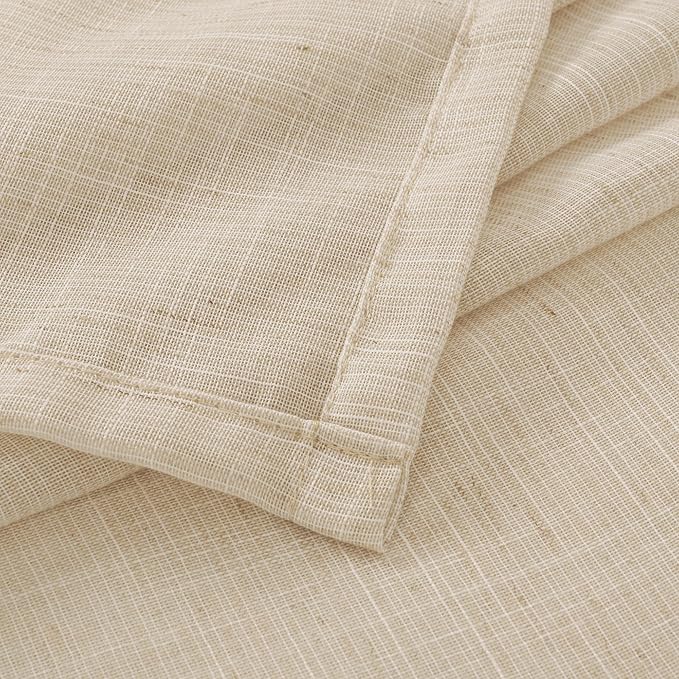 BGment Short Natural Linen Curtains 36 Inch Length for Windows, Small Sheer Drapes Lightweight Rustic Textured for Bathroom Over Sink Cafe Decor Rod Pocket, 2 Panels Set, 24 Inch Wide