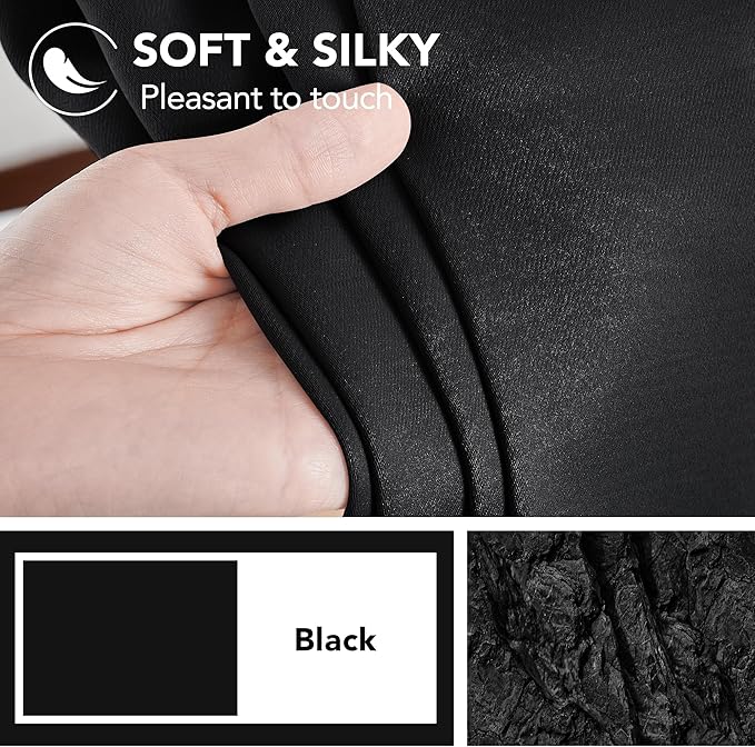 Deconovo Blackout Curtains, Thermal Insulated, W52 x L108 2 Panels, Back Tab, Machine Washable, Room-Darkening Drapes for Bedroom/Living Room Black