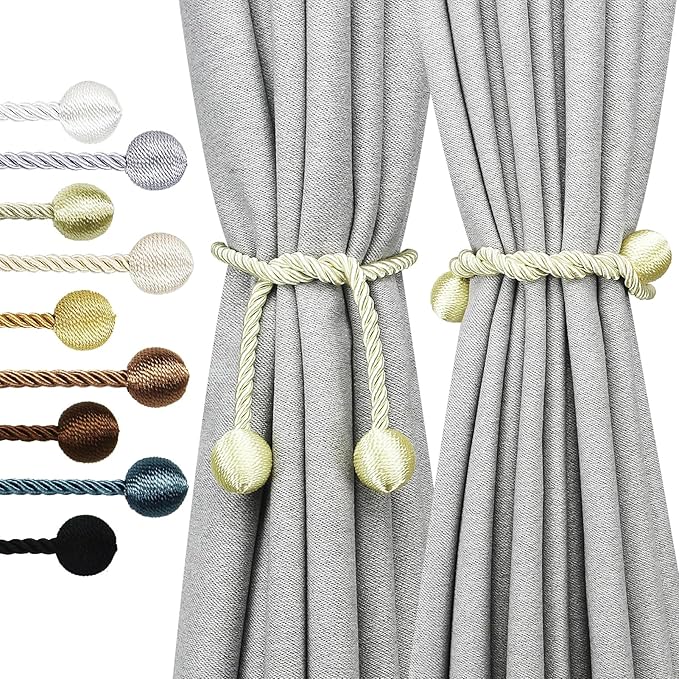 Curtain Tiebacks Outdoor Elegant Decorative Tie Backs Modern Rope Tiebacks for Drapes Window Curtain Holdbacks for Draperies (Cream, 2)