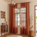 MYSKY HOME Boho Country Room Decor Long Curtains for Living Room,Light Filtering Privacy Protect Semi Sheer Macrame Curtains for Sliding Glass Patio Doorways, 50" x 90", Terracotta, 2 Panels