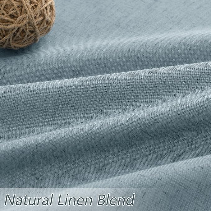 Guken 100% Blackout Linen Curtains 90 Inch Length 2 Panels Set for Living Room Bedroom Back Tab Thermal Insulated Black Out Drapes Room Darkening Farmhouse Style for Bedroom Window Curtains 52x90