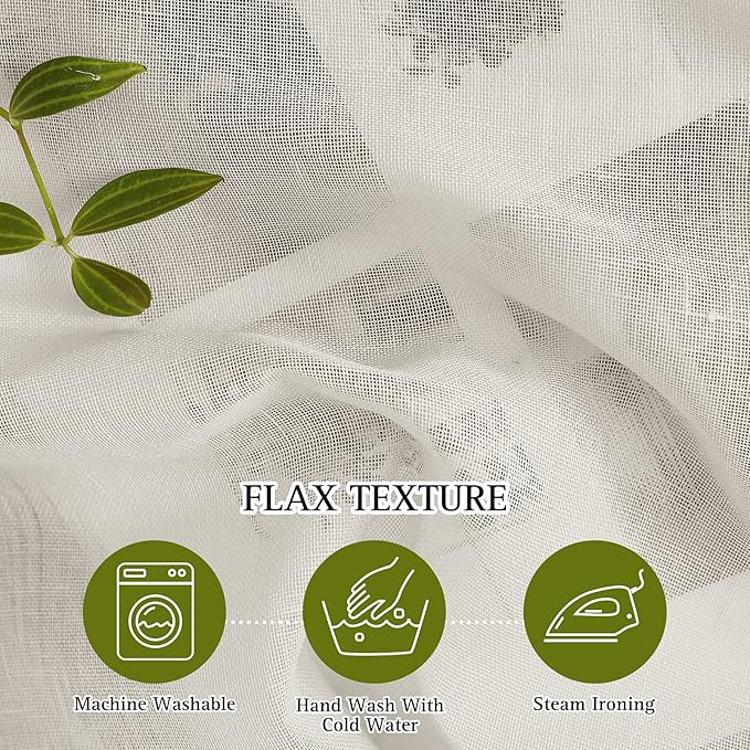 NICETOWN polyester Curtains for Windows 96 inch Length, Grommet Semi Sheer Vertical Drapes Privacy with Light Filtering for Bedroom/Living Room, Natural, W52 x L96, 2 Pieces