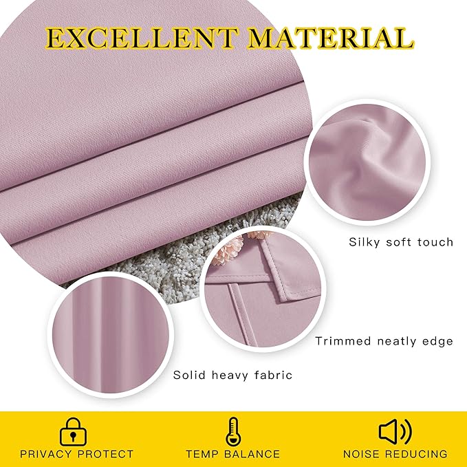 NICETOWN Room Darkening 78 inch Curtains for Doorway 2 Panels, Grommet Light Reducing Thermal Insulated Privacy Door Curtains Window Treatments for Bedroom, Baby Pink, W52 x L78