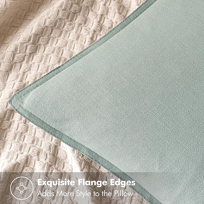 MIULEE Decorative Linen Pillow Covers 20x20 Inch Aqua Green Boho Farmhouse Neutral Spring Couch Throw Pillows for Bed Pack of 2 Accent Modern Pillowcase Summer Sofa Livingroom Home Decor