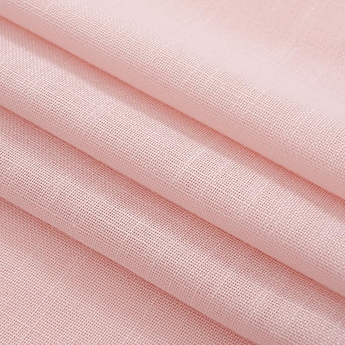 Light Pink Linen Curtains 108 Inches Long for Living Room 2 Panels Set Neutral Modern Farmhouse Back Tab Light Filtering Semi Sheer Window Curtains for Kids Bedroom Pink Decor 9 ft Length