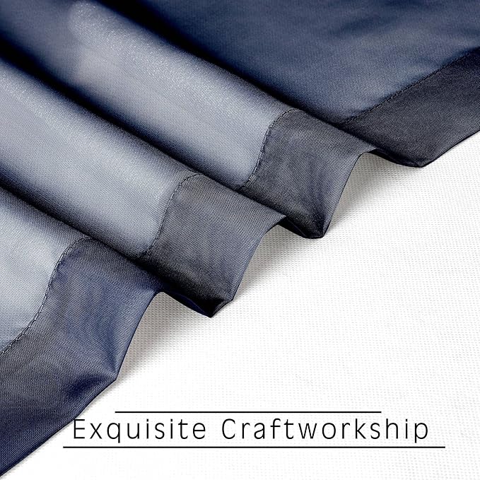 OWENIE Blue Sheer Curtains 36 Inches 2 Panels Set - Kitchen Tiers Valances Curtains Light Filter Rod Pocket Voile Cafe Curtains for Kitchen Bathroom Small Half Window, 42 in W x 36 in L, Navy