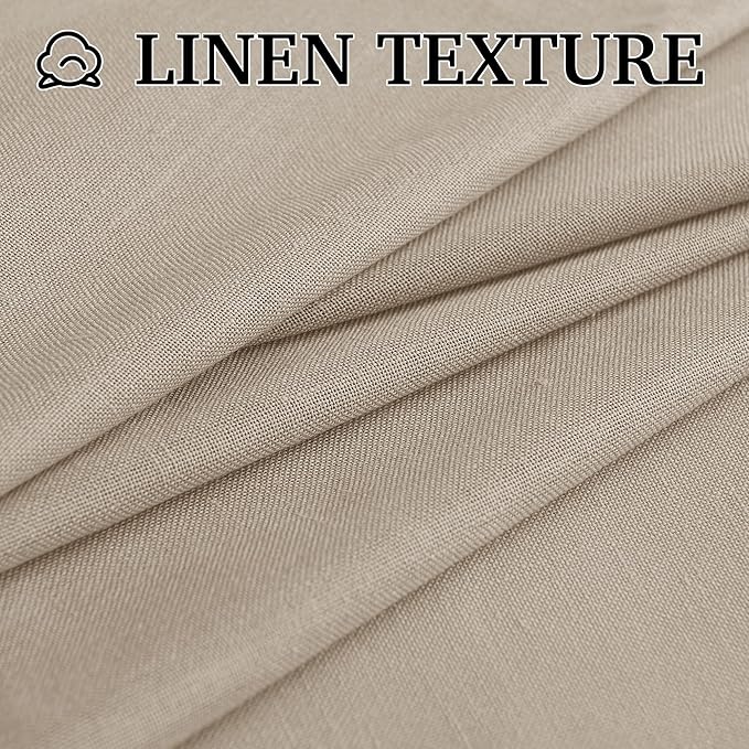 RYB HOME Linen Sheer Curtains 90 inches Long 2 Panels Set,Natural Lightweight Light Filtering Half Privacy Gauze Curtains Cortina for Living Room Bedroom, W 52 x L 90, Taupe
