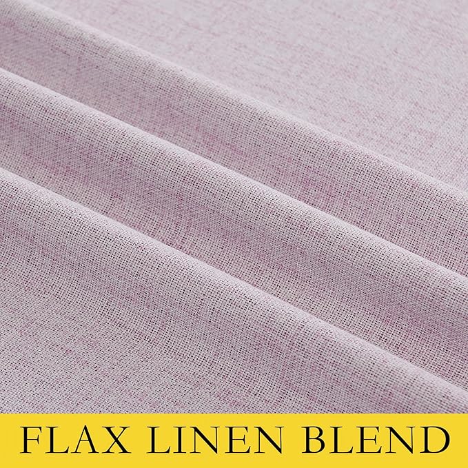 NICETOWN Pink Vintage Linen 100% Blackout Curtains for Living Room, Thermal Insulated Curtains 84“ Long, Noise Reducing Window Treatment Drapes for Hall Room, 52" Wide Per Panel, Set of 2