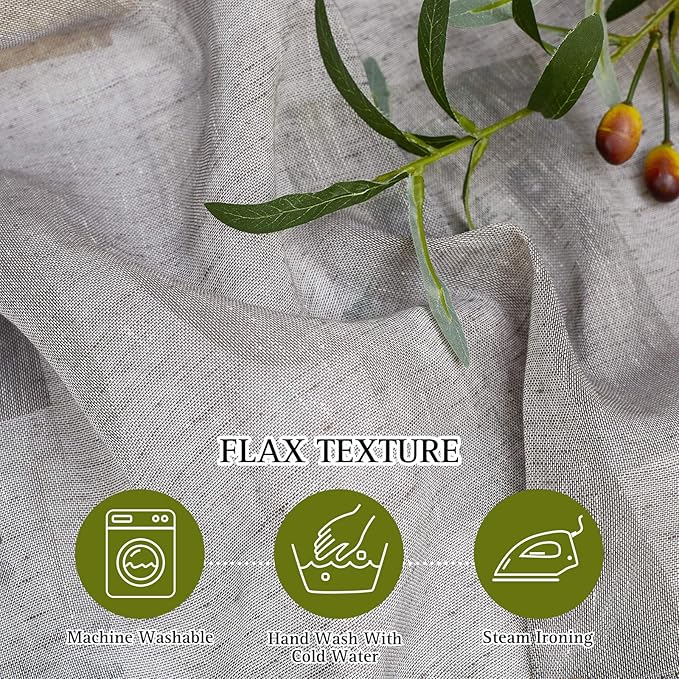 NICETOWN Sheer Curtains Flax Texture for Bedroom, Vintage Grommet Top Linen Textured Semitransparent Privacy Window Treatment Light Filter for Living Room, 52" W x 84" L, Set of 2, Charcoal Grey