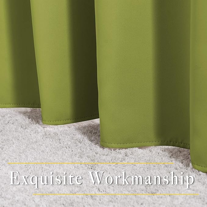 NICETOWN Room Darkening Draperies Curtains Panels - Window Treatment Thermal Insulated Solid Grommet Room Darkening Curtains/Panels/Drapes for Bedroom (Fresh Green, Set of 2, 66 by 66 Inch)