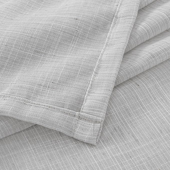 BGment Light Grey Short Linen Curtains 36 Inch Length for Window - Rod Pocket Small Drapes Light Filtering for Cafe Bedroom Decorative Lightweight Natural Rustic, 2 Panels Set, 30 X 36 Inch