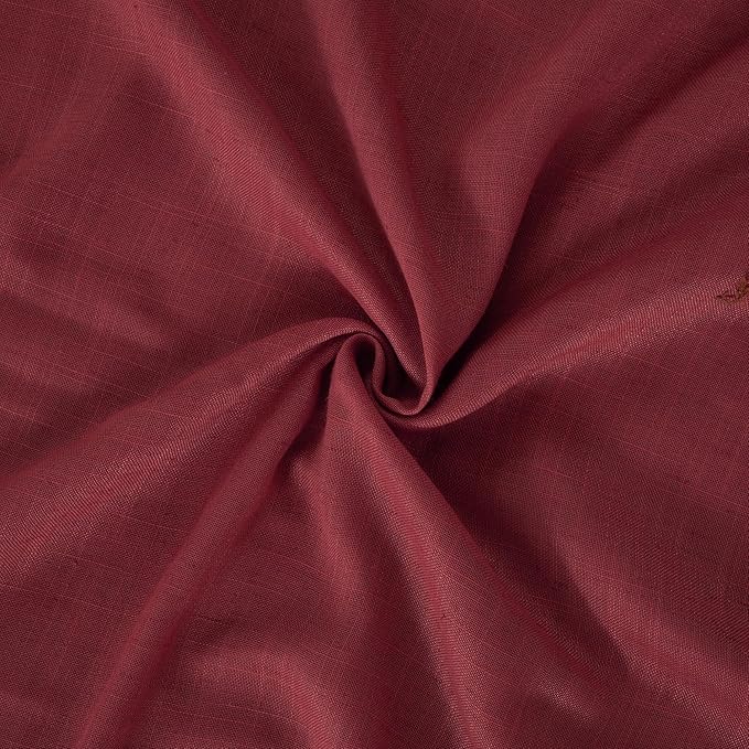 BGment Linen Curtains 36 Inch Length, Small Half Drapes with Rod Pocket for Cafe Kitchen Window Over Sink Lightweight, Burgundy, 2 Panels Set, Each 24 Inch Wide