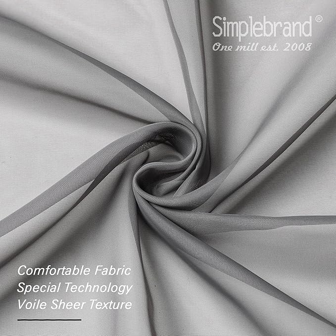 Simplebrand Grey Short Sheer Curtains 45 Inch Length for Small Windows, Rod Pocket 2 Panels Set Solid Voile Drapes Window Sheer Curtains for Bedroom Bathroom Kids Room Kitchen, 42x45 Inch, Gray