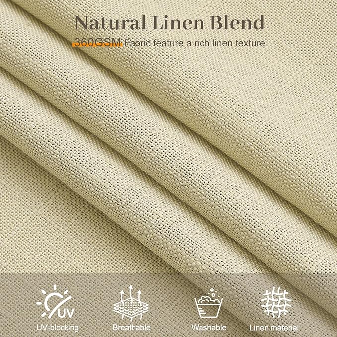 IVAPUPU 96 Inch Linen Curtains 2 Panel Set for Living Room, Pinch Pleated Semi Sheer Curtain Rustic Textured Light Filtering Memory Trained Drapes with Hook for Bedroom Office, Grey Beige, W40xL96