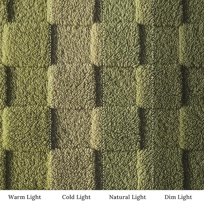 Exclusivo Mezcla Twin Size Flannel Fleece Blanket, Super Soft and Warm Lightweight Checkered Pattern Blankets for All Seasons, 60x80 Inches, Olive Green