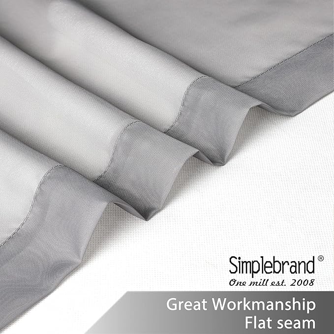Simplebrand Grey Sheer Curtains 96 Inches Long, Light Filtering Rod Pocket Solid Color Window Sheer Curtain Panels, Elegant Curtains & Drapes for Living Room, 2 Panels (Charcoal Grey, 42" W x 96" L)