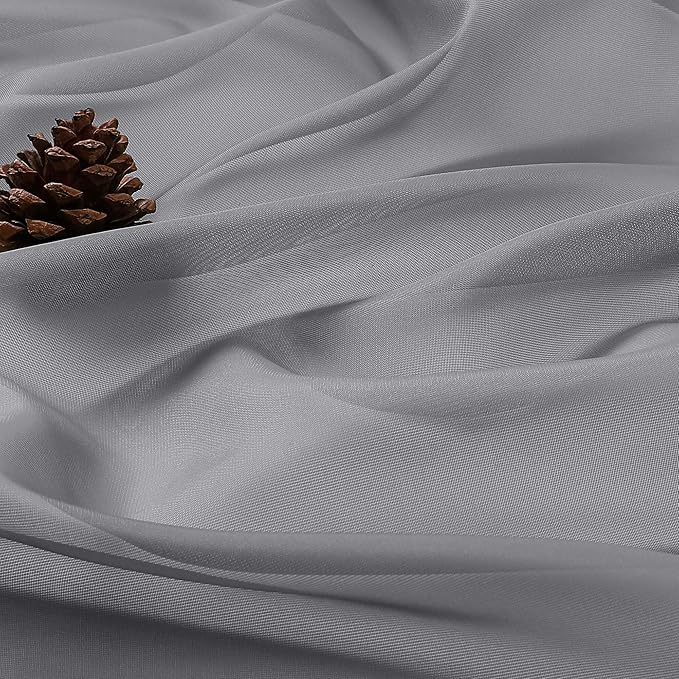 OWENIE Sheer Grey Curtains 108 Inches Long for Living Room Bedroom 2 Panels Set, Lightweight Airy Grey Sheer Curtain, Filmy Voile Rod Pocket, 2 PCS, Each 59" W x 108" L