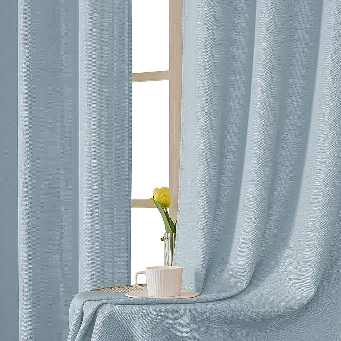 Chyhomenyc Short Curtain Valance for Windows, Light Filtering Faux Linen Textured Small Kitchen Window Curtain, Valance for Bathroom Laundry Basement, 60Wx14L inch, 1 Piece, Aqua with Greenish Tone
